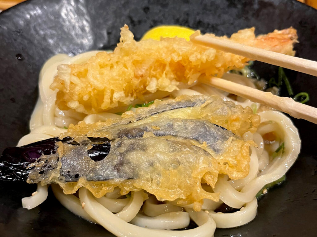 天ぷらはシンプルに塩で、麵に載せて味変もオツです！
