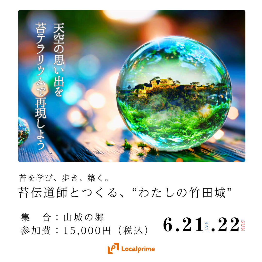 【2025.6.21(土).22(日)】苔伝道師と巡る！竹田城跡、ZENリトリートツアー　〜天空の思い出を苔テラリウムで再現しよう〜
